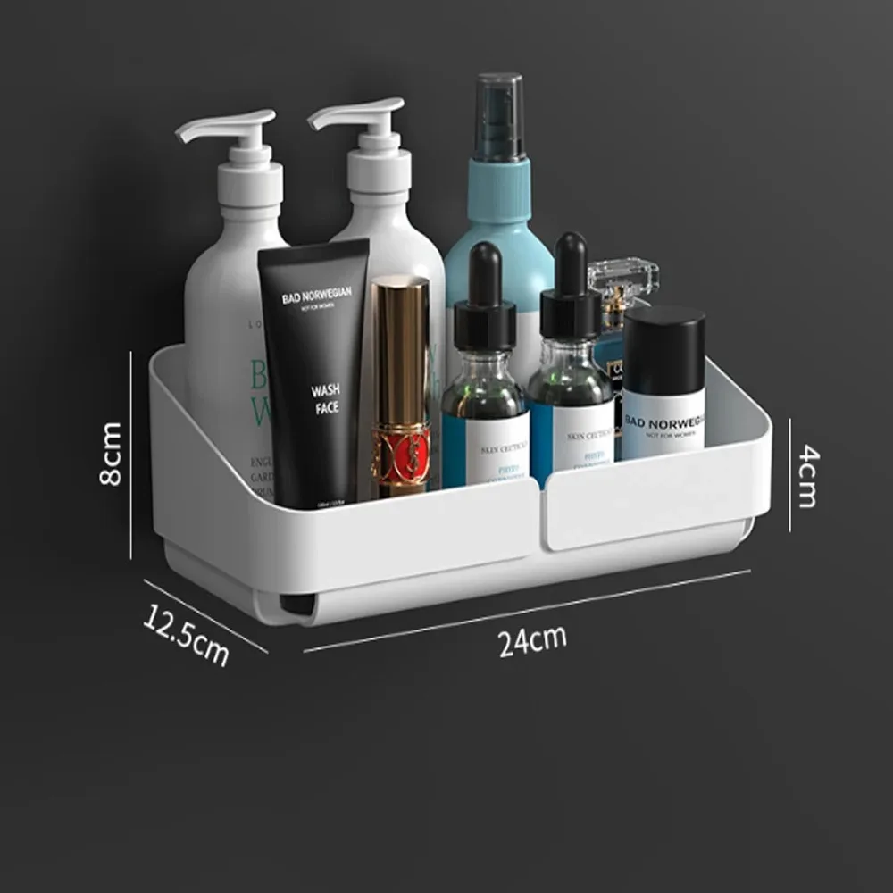 Badeværelse køkken bekvemmelighedsstativ hylde makeup opbevaringsorganisator kosmetik shampoo rack bruser hylde væg krydderirække uden boring: Militærgrøn