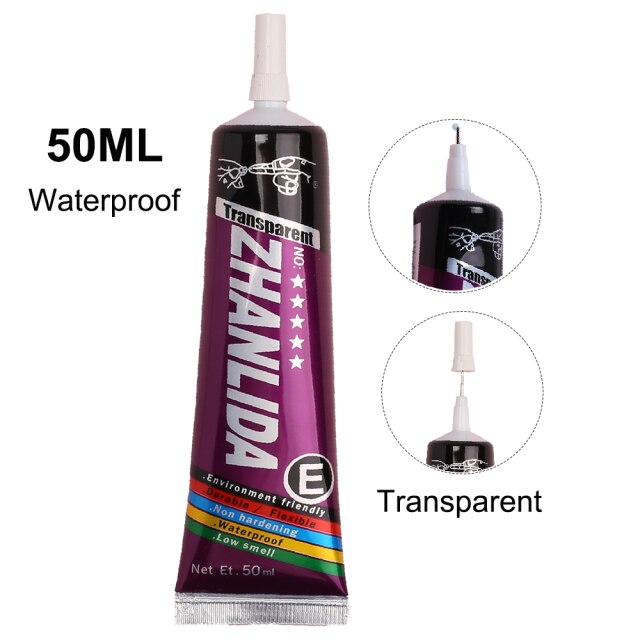 Transparent 50ml B7000 Glue T8000 Adhesive Component Fabric Epoxy Wood Textile Strong Super Black T7000 Phone Glass Repair E8000: E-Glue 50ML Clear