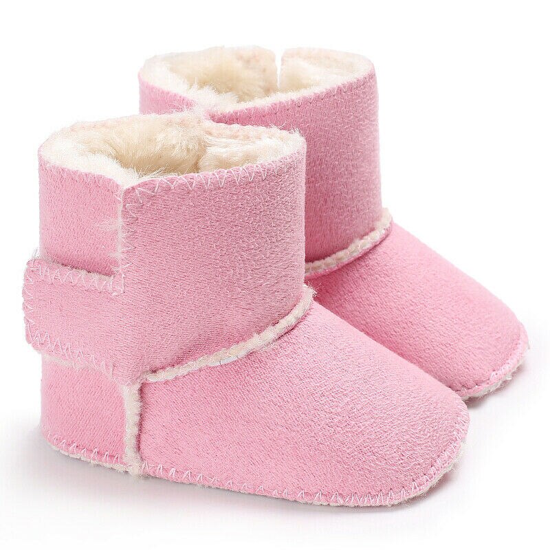Brand Baby Laarzen Winter Jongen Meisjes Baby Zachte Zool Snowboots Warme Schoenen Peuter Laarzen Solid Ankle Haak Dikke mode: Roze / 12