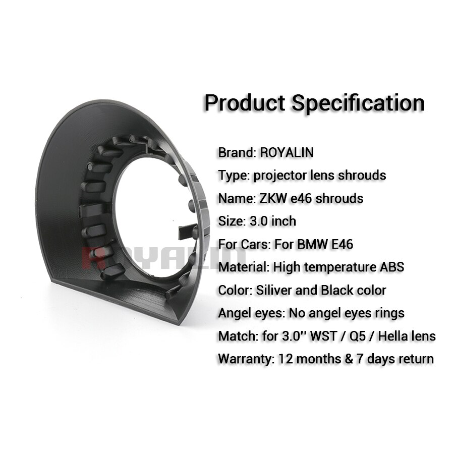 Royalin bi xenon projektor linse svøb zkm til bmw  e46 parkering bil styling forlygter varmebestandig dekorationsmaske auto lampe cover
