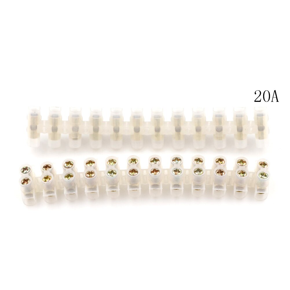 2pcs 3A 6A 10A 20A 30A Screw Terminal Barrier Connector 12 Position Barrier Terminal Strip Block Electrical Wire Connection: 20A