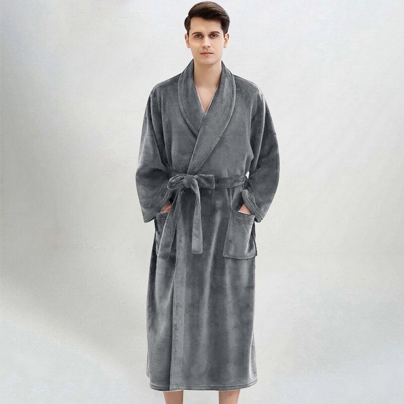 Men's Waffle Hotel Bathrobe Spa Robe Water Absorbing Nightgown Japanese-style Kimono Shawl Collar robe Night Gown
