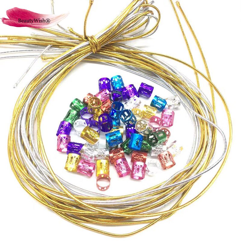 50 Eenheden Dreadlock Kralen Magic String Doos Vlechten Haaraccessoires Vlechten Haar 10 Strengen Stretechable Vlechten Haar Strings