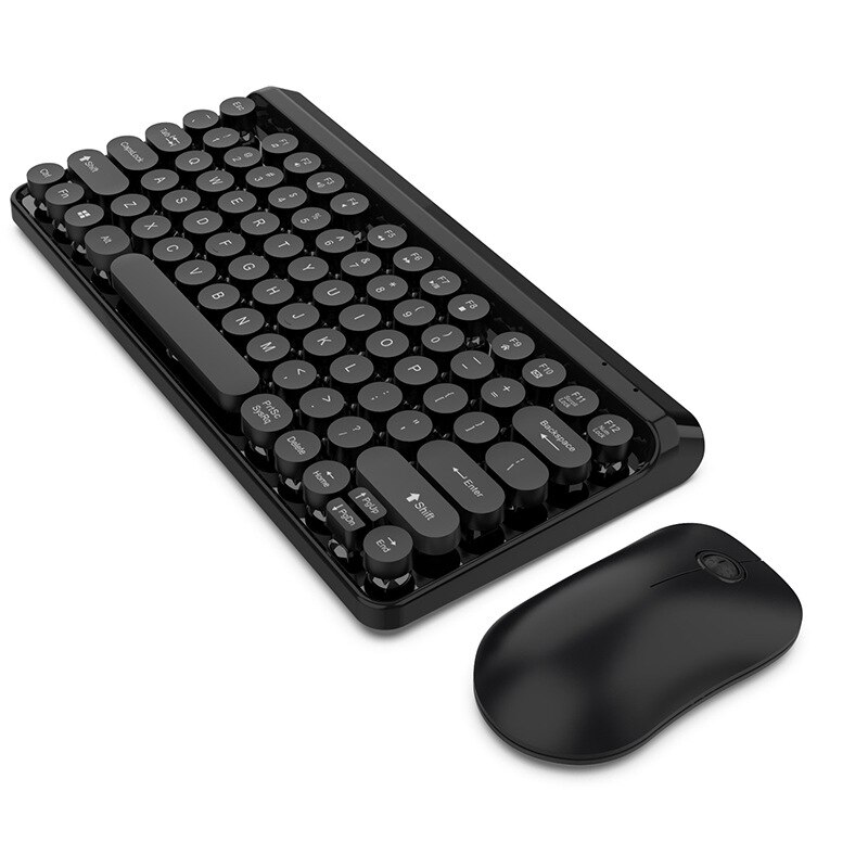 Teclado inalámbrico de 2,4G para videojuegos, conjunto de ratón para Macbook, Xiaomi, PC, Gamer, teclado mágico portátil, ratón, Combo rosa para chica: Black
