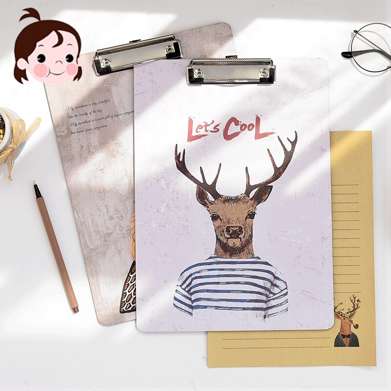 Cartoon A4 board clip student paper office folder board writing padded clipboard Mirui stationery random