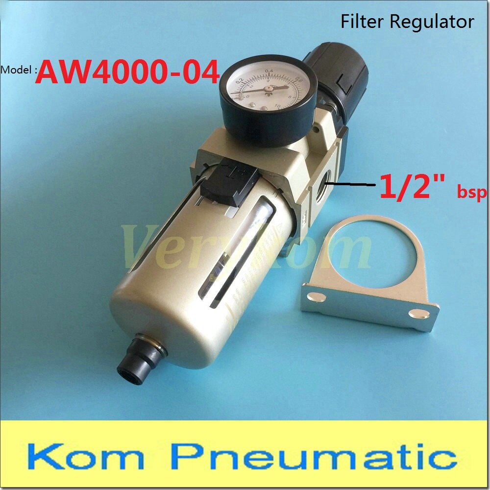 Verykom Pneumatic Air Filter Regulator AW4000-04 1/2 inch With Gauge Cover Auto Drain AW4000-04D 1/2" bsp Compressor SMC Type