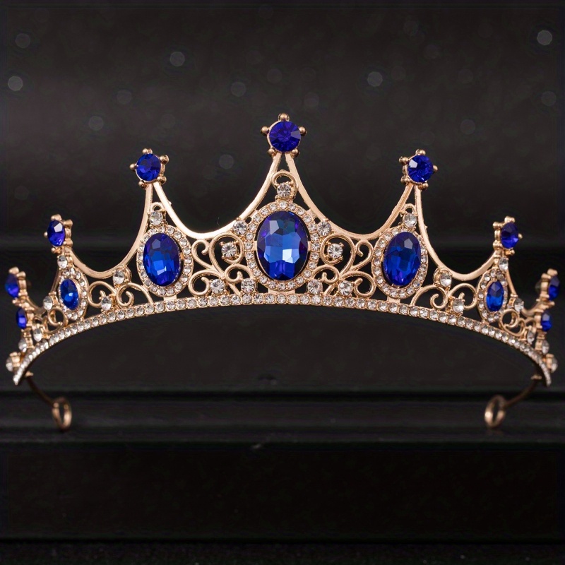 Barokke Kristallen Tiara's En Kronen Strass Prom Diadeem Kroon Tiara Voor Vrouwen Bruid Bruids Bruiloft Haaraccessoires Sieraden: Black Zinc Plated