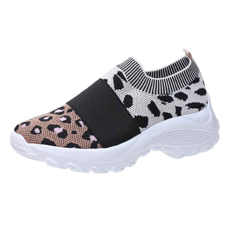 Sneakers dames gevulkaniseerde schoenen lente herfst luipaardprint sneakers ronde platform mesh platte casual schoenen grote maat 43: Roze / 43