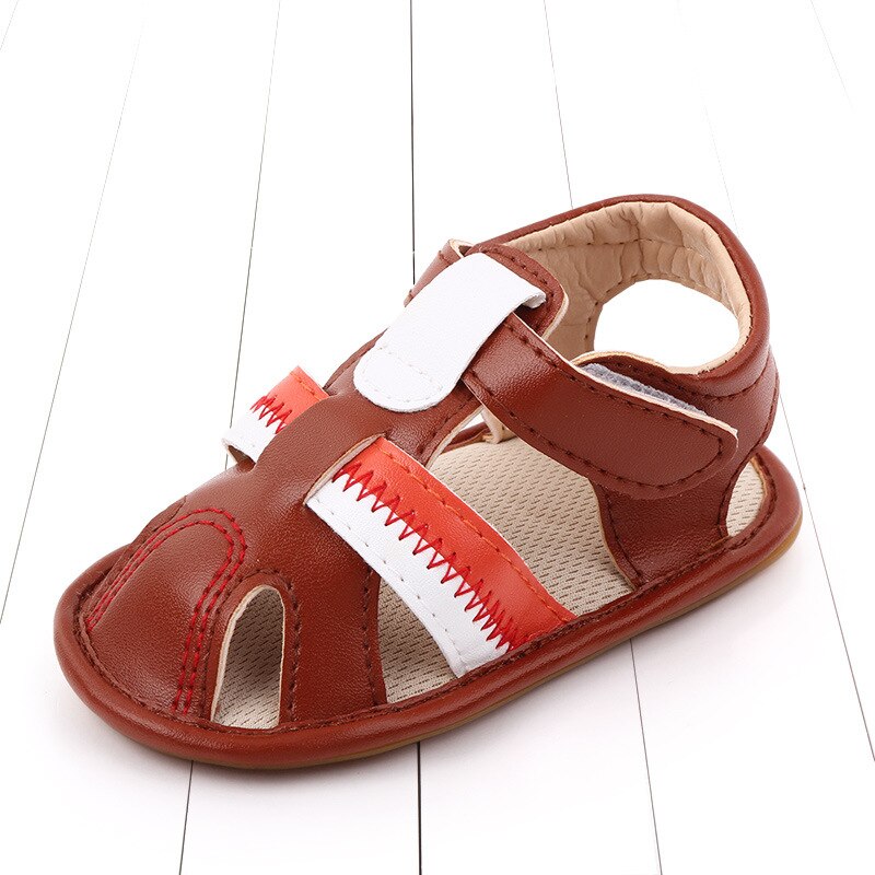 Boys Sandals Soft Leather Closed-Toe Toddler Baby Summer Shoes Boys and Girls Children Beach Shoes Sport Kids Sandals: Red-brown / 13-18 Months