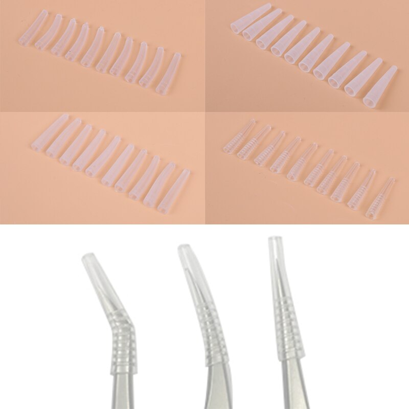 10 Teile/satz Silikon Abdeckungen Tipps Pinzette Kunststoff Schutzhülle Pfropfen Wimpern Pinzette Schützen Fällen Wimpern Werkzeuge