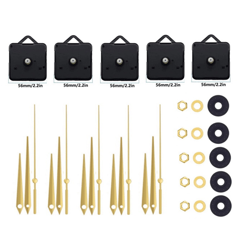 5Pcs Silent Quartz Clock Movement Mechanism Hands Kit Wall Clock Motor Mechanism Replacement Repair Tools Part Clock Kit
