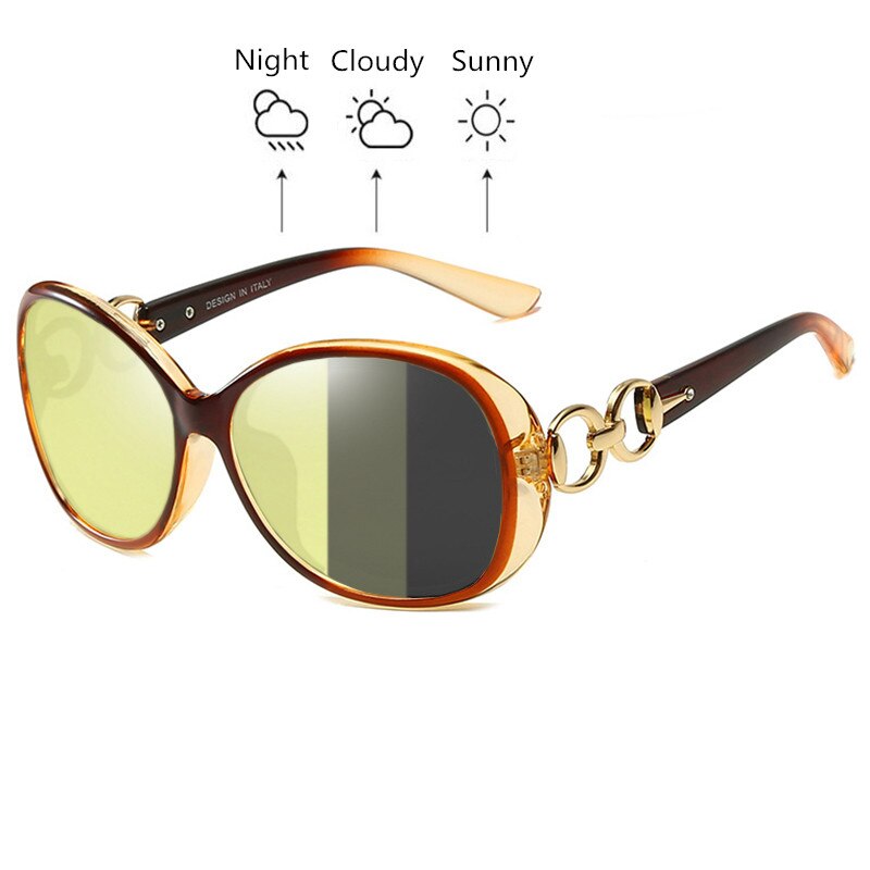 Sopretty fotokromiske kvinder polariserede nattesyn kørebriller, tac ovale overdimensionerede solbriller gule beskyttelsesbriller  uv400 s181