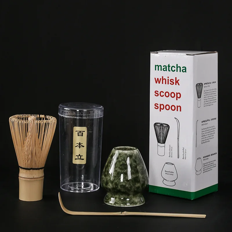 Ensemble de mélangeur matcha japonais en bambou, fait à la main, cuillère à café, agitateur