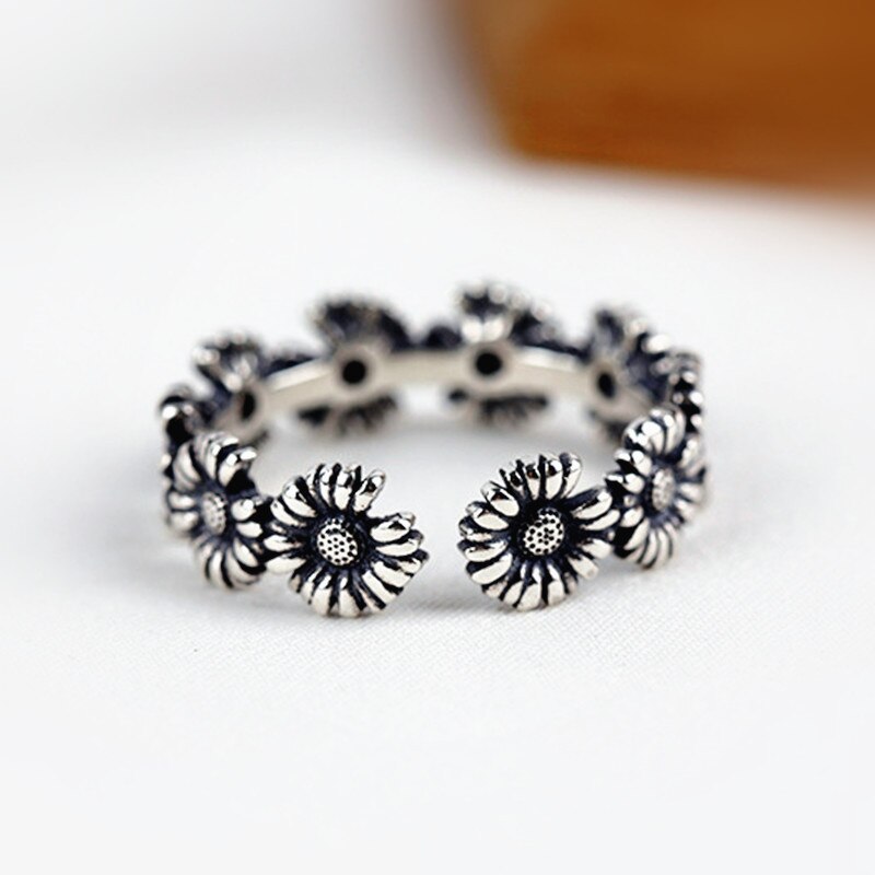 Anillos de flores de girasol de de lujo para mujer, anillos de nudillo con colgante de compromiso para boda, joyería Vintage para hombre, de romántica