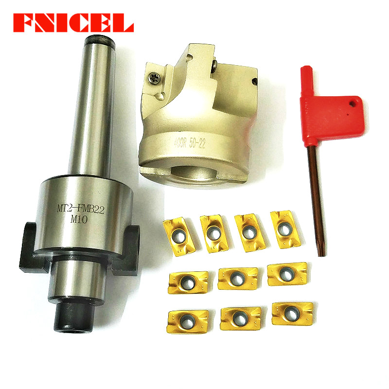 4 groeven  mt2 400r vlakfrees 50mm + 10 stuks apmt 1604 hardmetalen wisselplaten met sleutel voor freesgereedschap