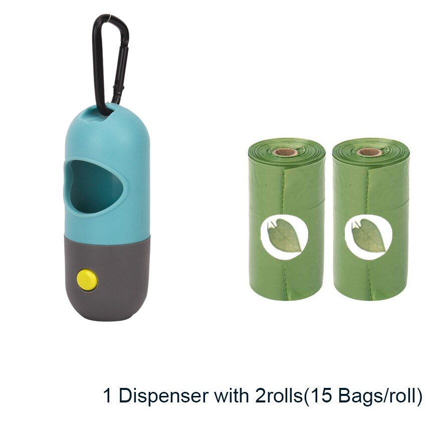 Kæledyr hund poop poser dispenser led lys affaldspose dispenser passer til kæledyrsbånd inkluderer ikke batteri kæledyr nedbrydelige poop poser: Grønt sæt 2