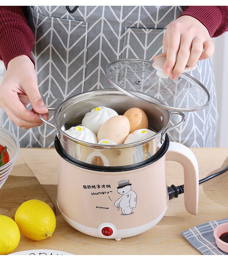 220V Mini multifonction électrique cuisson Machine simple/Double couche disponible marmite Multi riz cuiseur antiadhésif casserole: Double layer khaki