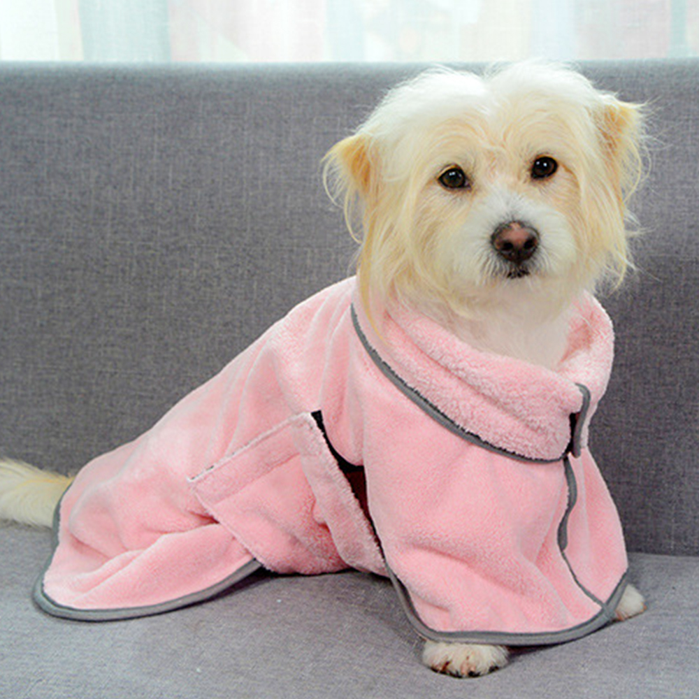 Pet Drying Towel Super Absorbent Capacity Soft Dog Quick-Drying Pet Dog Bath Towel Warm Animal Pet Clothes Supplies: Pink / XS