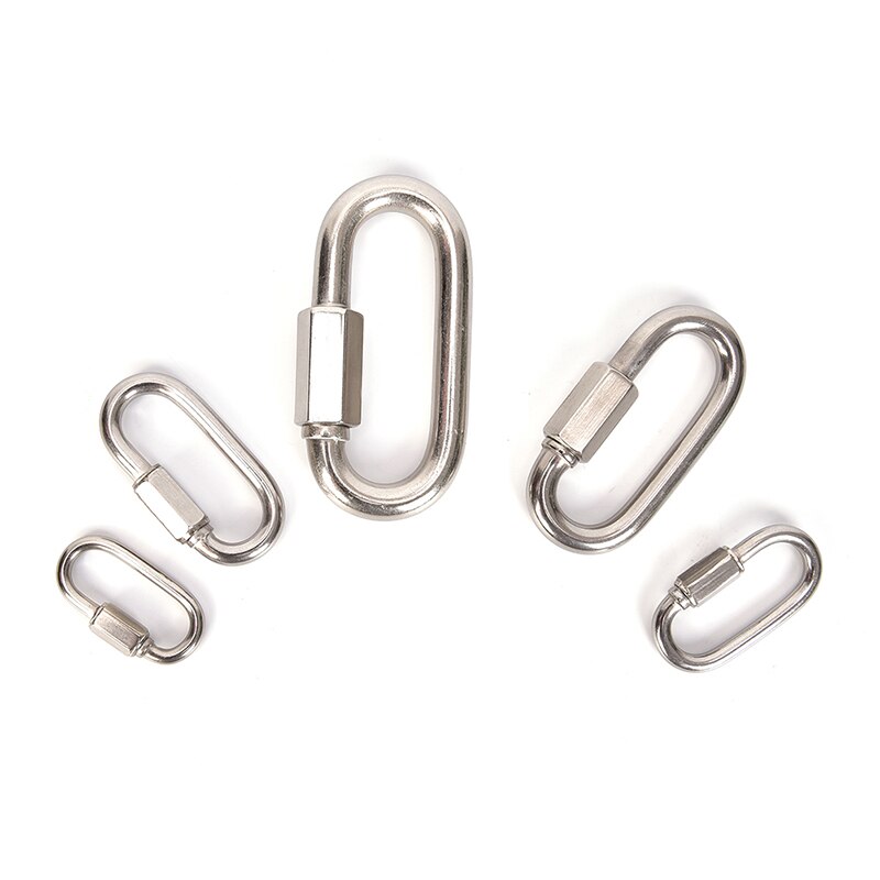 Stainless Steel Screw Lock Climbing Gear Carabiner Quick Links Safety Snap Hook