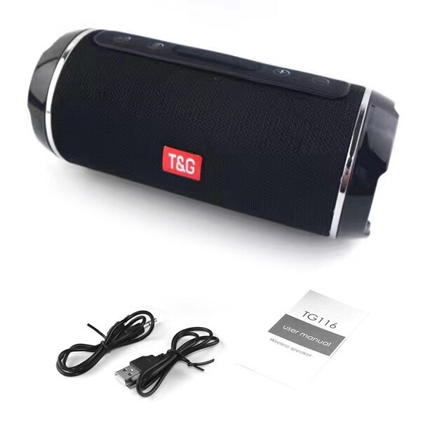 Utomhus bärbar trådlös bluetooth-högtalare stöd fm tf-kort u disk spelar (svart)