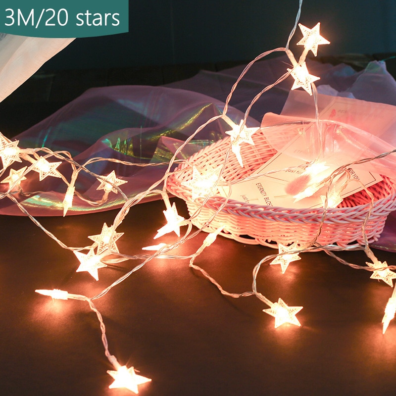 3M Met 20 Sterren Led String Licht Slingers Batterij Aangedreven Dreamcatcher Kronkelende Lamp Draad Fairy Lights Night Light Party decor