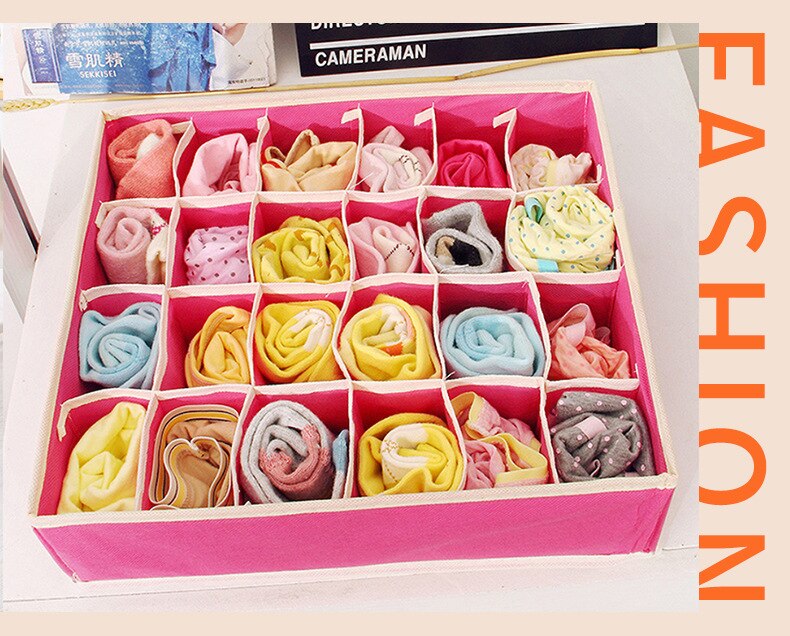 Foldable Fabric Closet Underwear Organizer Storage Box Drawer Divider Room Organization for Underware Bra Ties Belts Socks