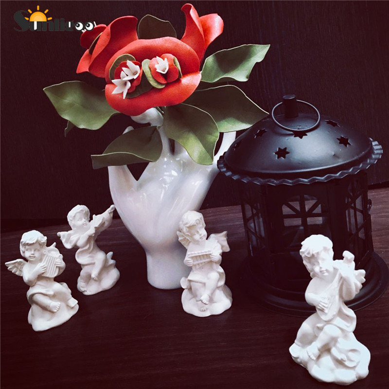 Sunligoo Mini Cute Angel Statue Small Cupid Figure Home Decor Music Fairy Model Sketch Practice Estatua Festival Wedding