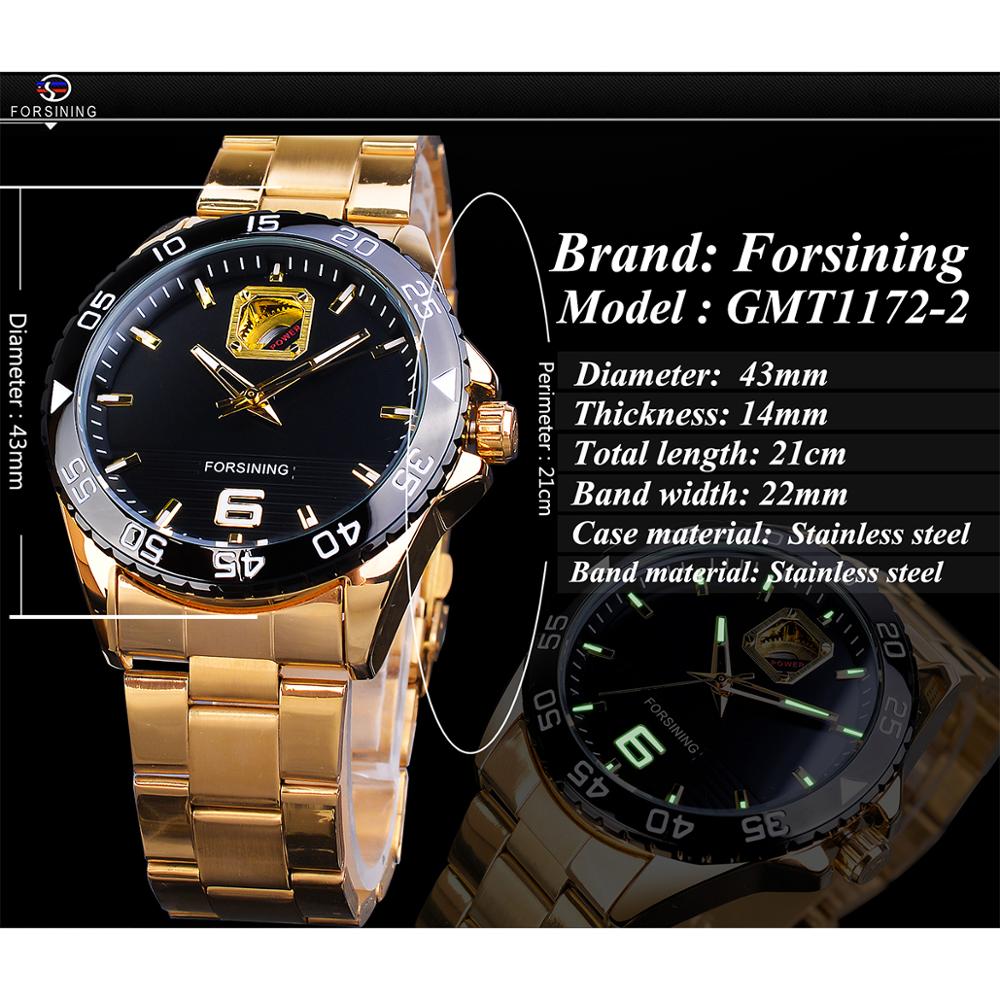 Forsining Mechanische Heren Horloges Top Brand Luxe Automatische Man Horloges Golden Rvs Waterdichte Lichtgevende Handen Klok