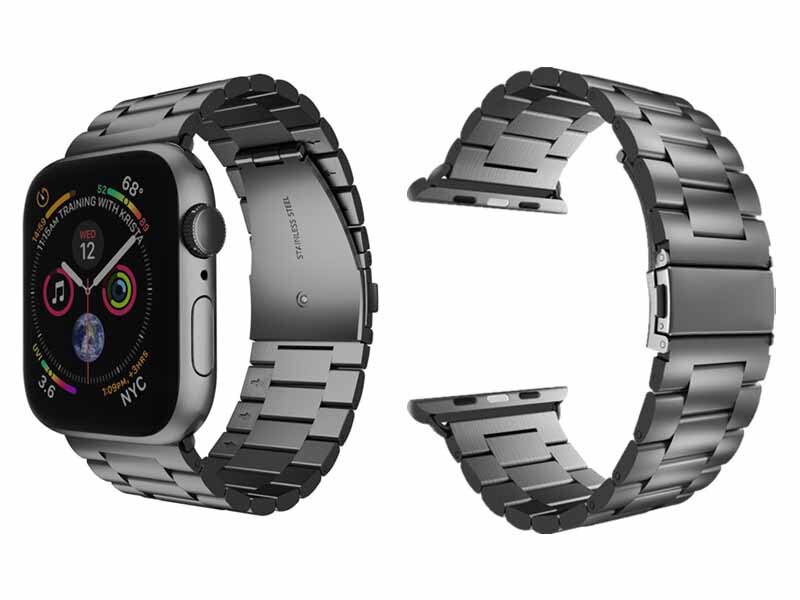 Apple montre bracelet acier inoxydable bracelet iWatch bracelet métal rose 38 40 42 44 sangle boucle apple série 4 3 2 1: black / 42mmor44mm