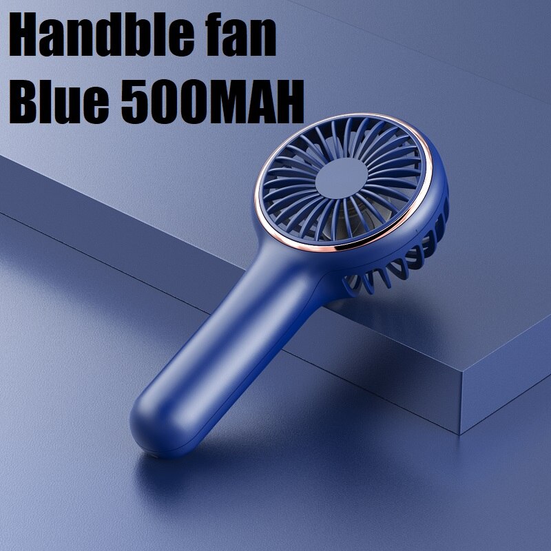 Mini Fan Battery Portable Electric USB Rechargeable Handheld Cooling Air Conditioner for Outdoor Home Office: 500mah Blue