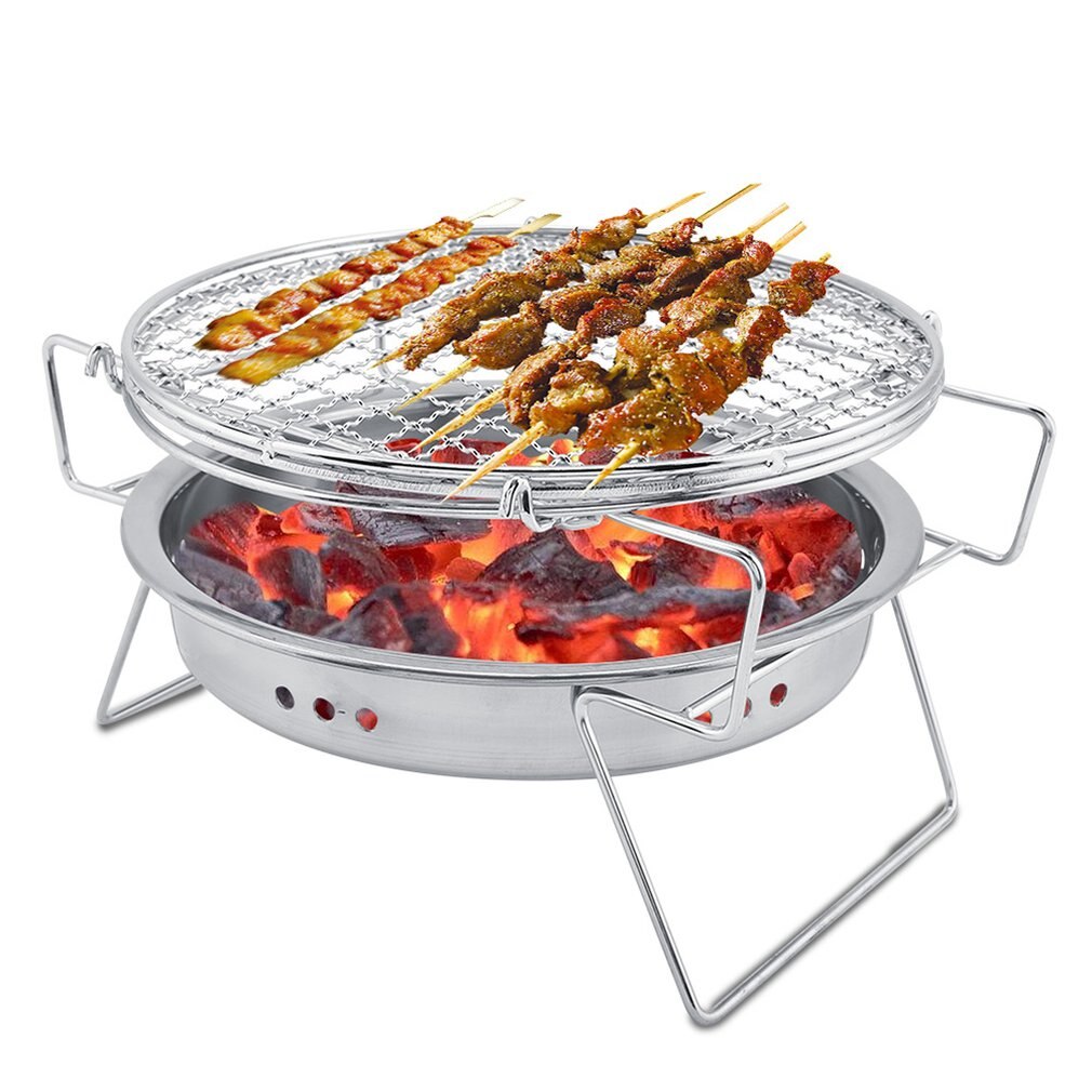 Outdoor Stainless Steel Bbq Grill Small Portable Barbecue Grill Camping Picnic Charcoal Stove Folding Grill