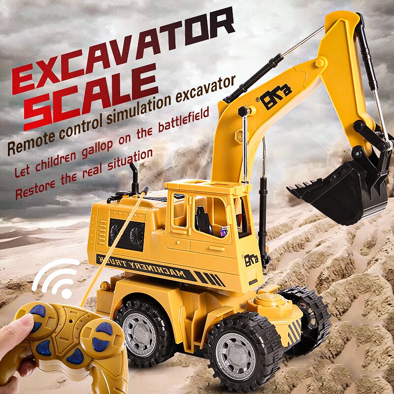 De de 8077E RC camión excavador con mando a distancia de construcción de juguete RC de camión para los niños grúa excavadora de juguete