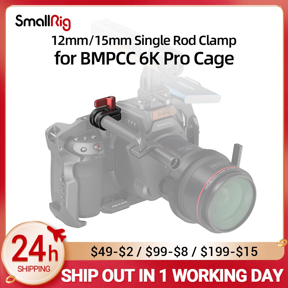 SmallRig 12mm/15mm Single Rod Clamp for BMPCC 6K Pro Cage 3276