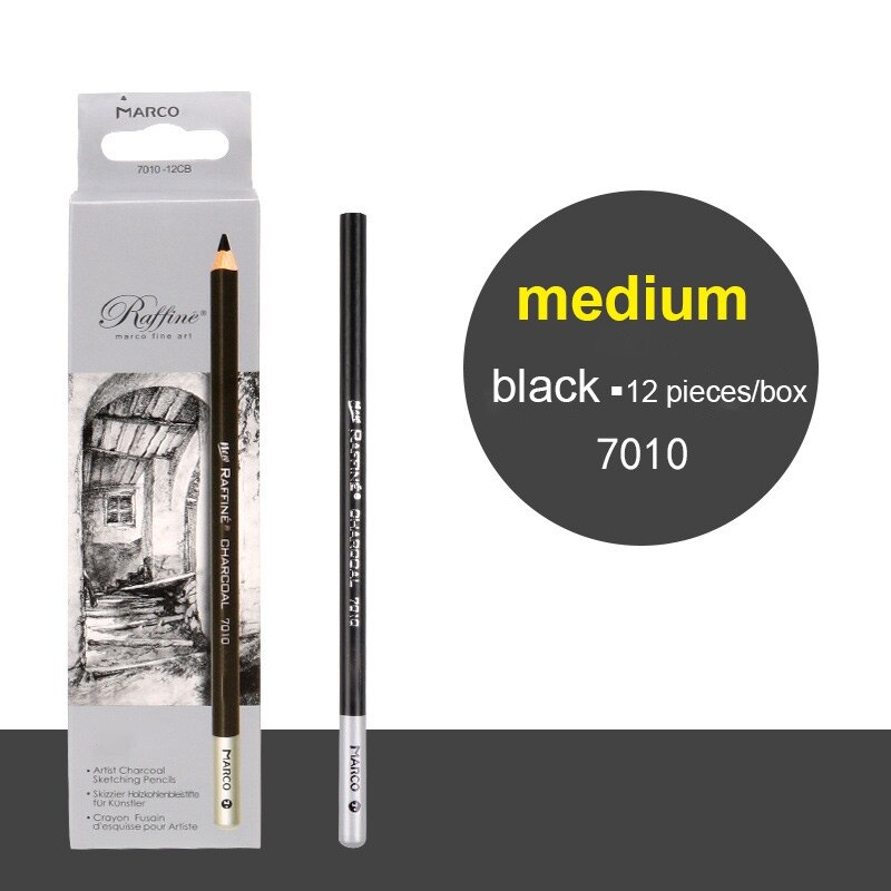 Charcoal Pencil White Charcoal High Light Pen Sketching Pencils Art Supplies Drawing Pencil Soft Medium Hard Charcoal Pencil: Black medium
