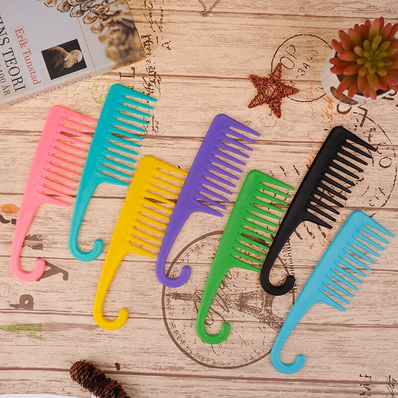 Peines grandes de diente ancho con mango de gancho para desenredar, reducir la pérdida de cabello, peine, peluquería