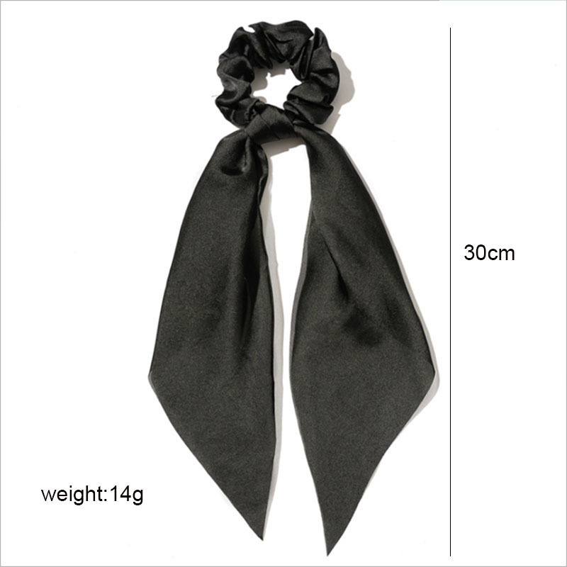 Druck Bogen Satin- Mädchen Elastische Haar Bands Haar Zubehör Lange Band Pferdeschwanz Schal Haar Krawatte Frauen Scrunchies Stirnband