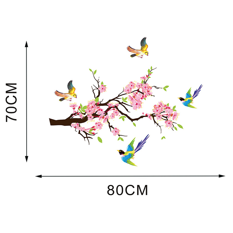 Cherry Flying Birds Wall Stickers Home Nursery Window Decor Removable Room Wallpaper For Kids Living Room Decals Decoration: B right
