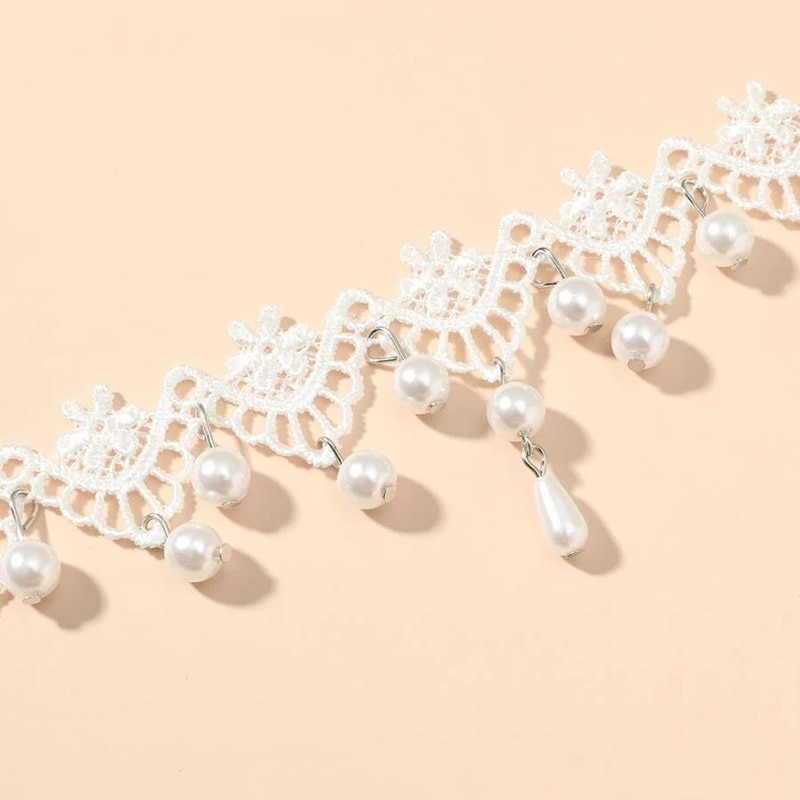 Klassisk gotisk tatovering blonde choker halskæde til kvinder kvast perle vedhæng charme halskæder boho smykker jul  x079