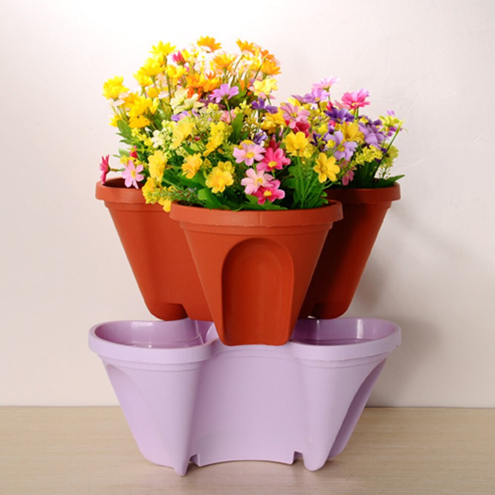 Maceta de flores Vertical apilable de plástico, soporte de plántulas, decoración de jardín, decoración del hogar para plantas suculentas
