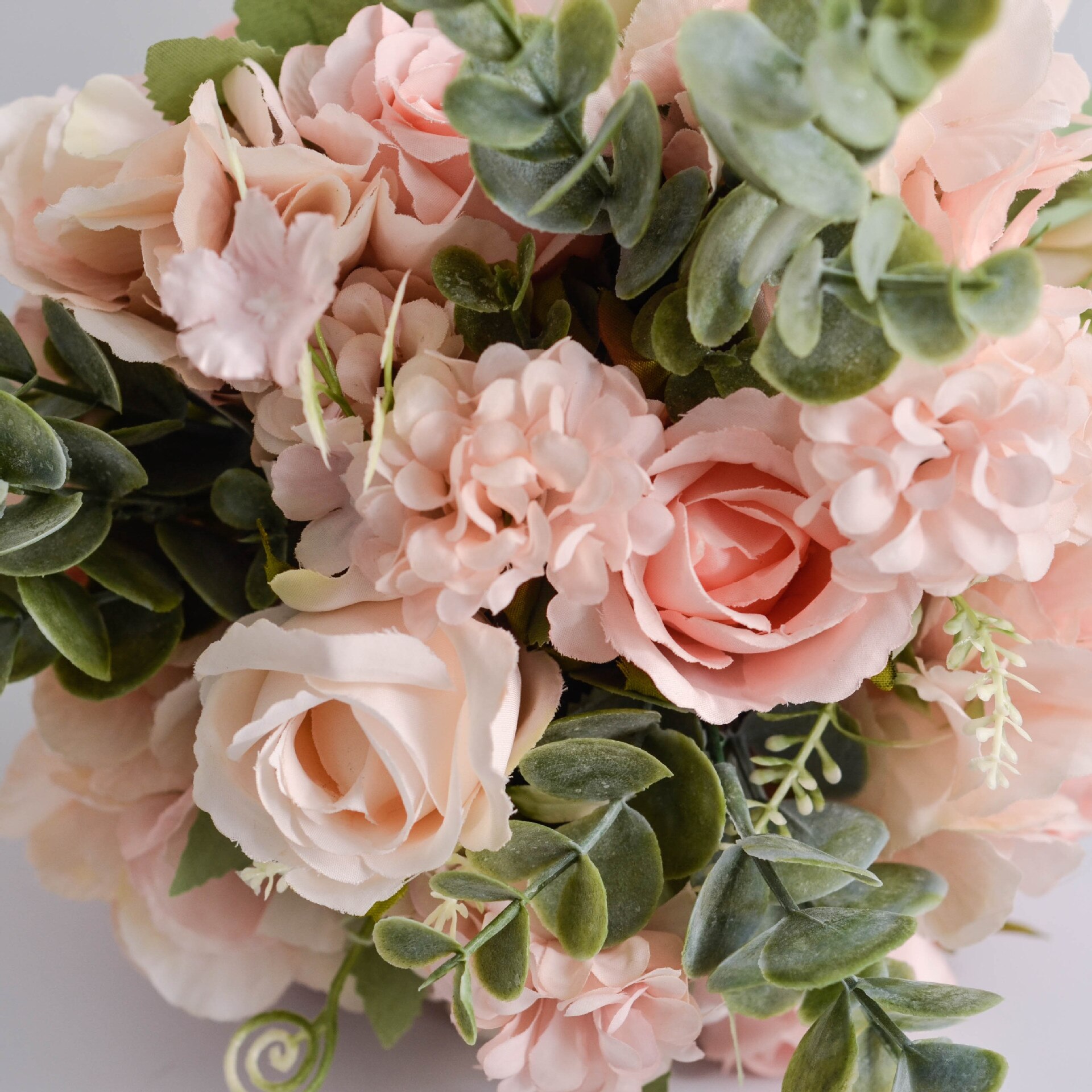 Ramo de flores artificiales para dama de honor, accesorios de decoración para boda, rosa, blanco, poliéster, seda