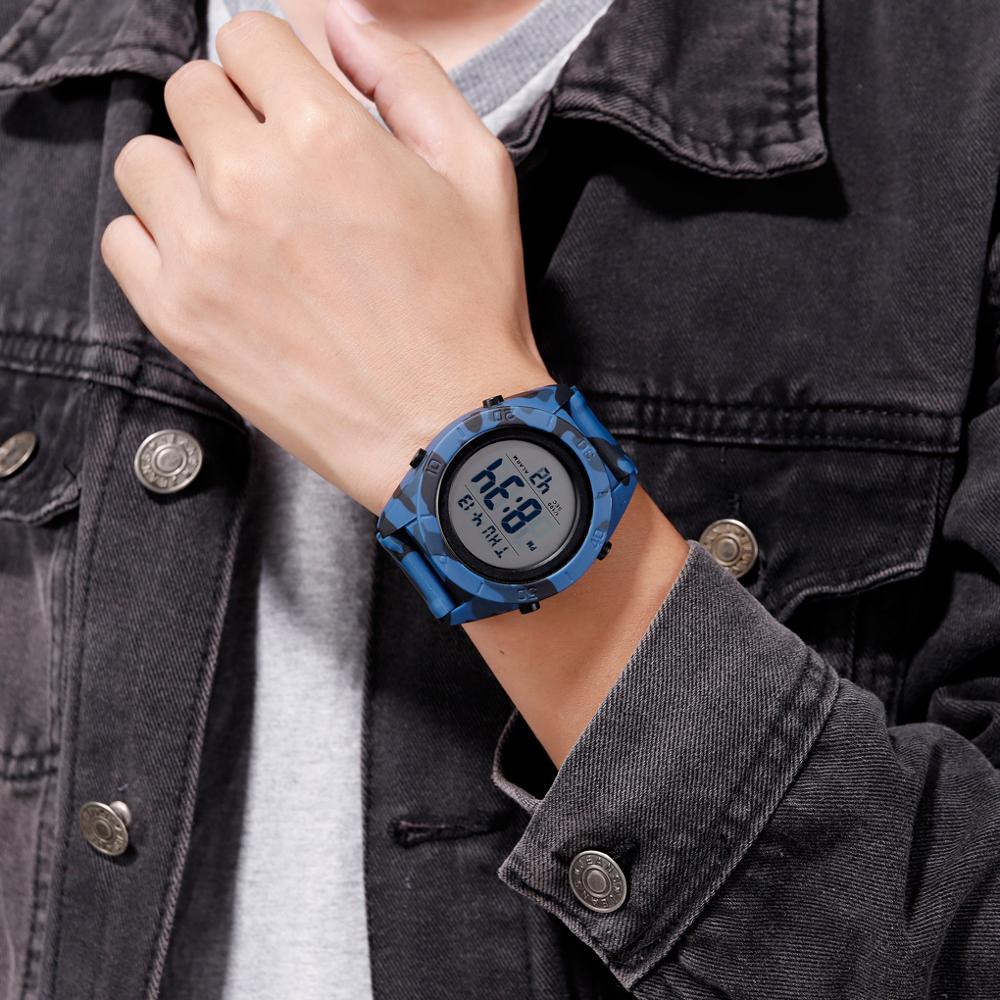 Skmei utendørs sport herreklokke slitesterk digital vanntett håndledd tid 2- tids vekkerklokke til herre ledet montre homme 1591