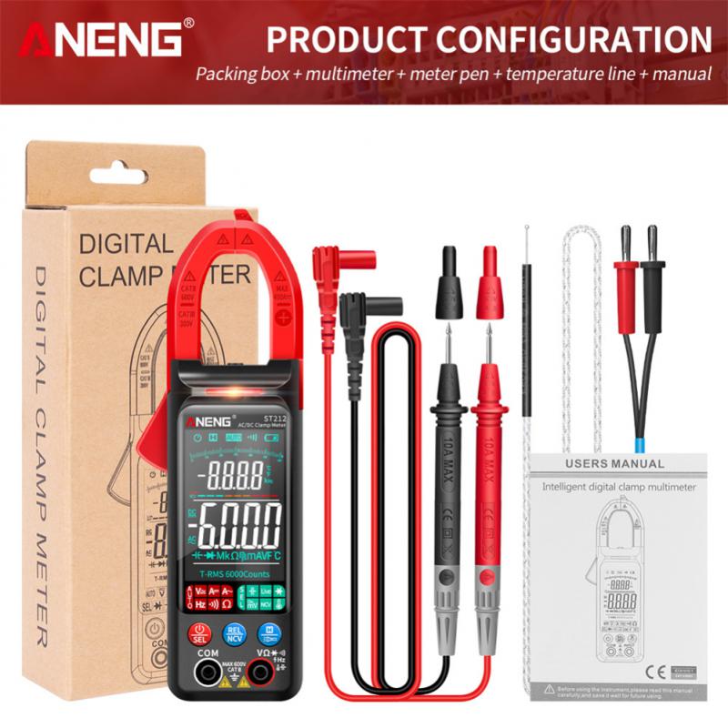 ANENG ST212 DC/AC Current Digital Clamp Meter 6000 Counts 400A Amp Multimeter Large Color Screen Voltage Tester Car Hz NCV Ohm: 01