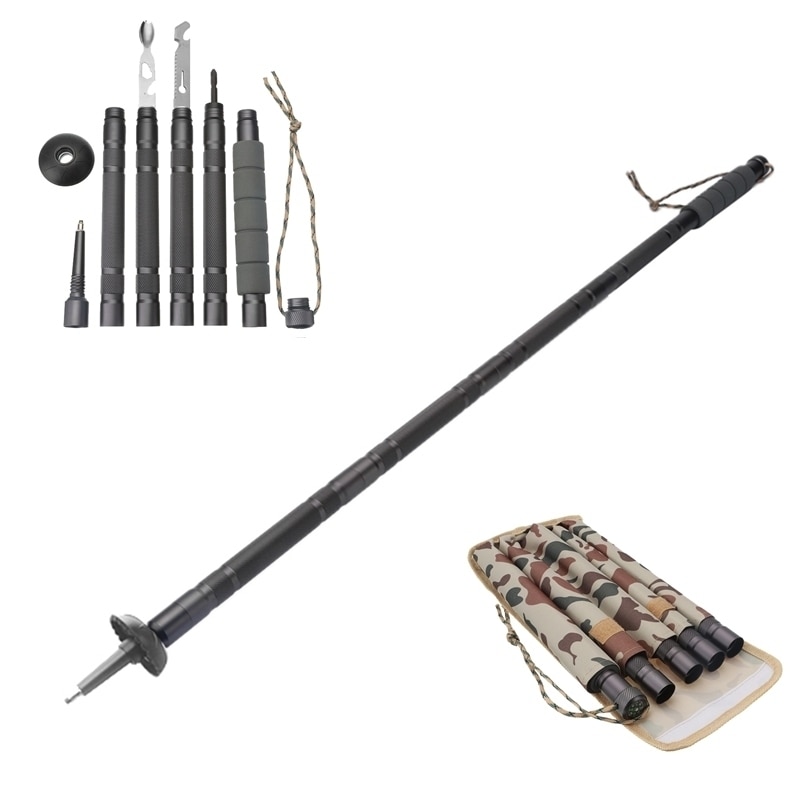 Multifunctionele Ultralight Outdoor Trekking Pole Wandelstokken Outdoor Aluminium Legering Camping Wandelen Stok