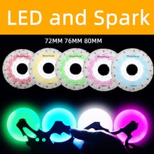[72mm 76mm 80mm LED et étincelle] avec 52 104 208 silex feu pierres étincelles rouleau 85A LED flash brillant en ligne silex patins roue