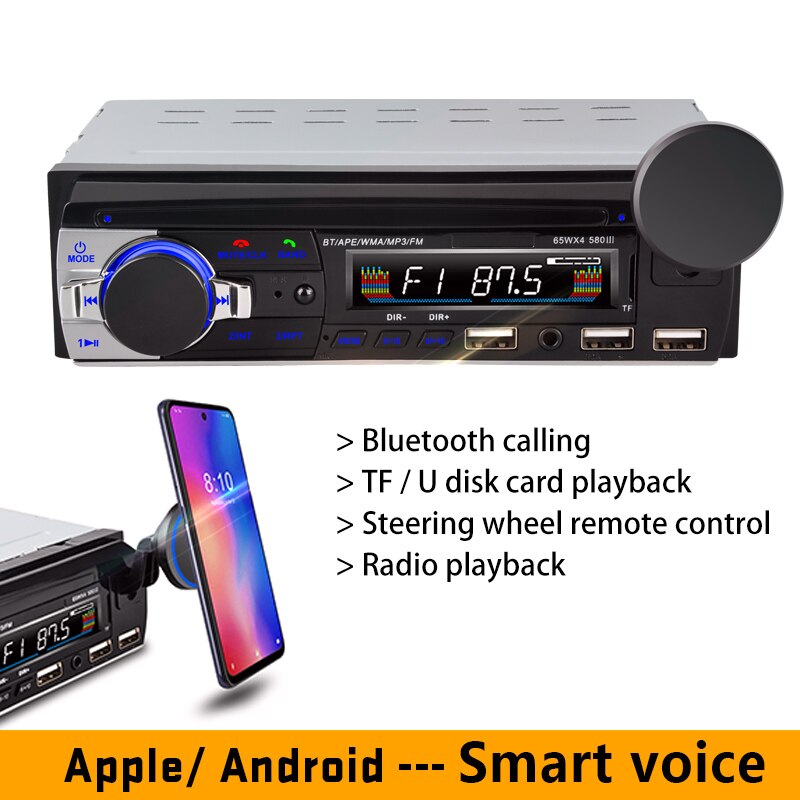 Bilradio 3- usb 3.1 forstærker 3 bluetooth flyttbarhost-afspiller magnetisk mobiltelefonholder sd u diskafspilning