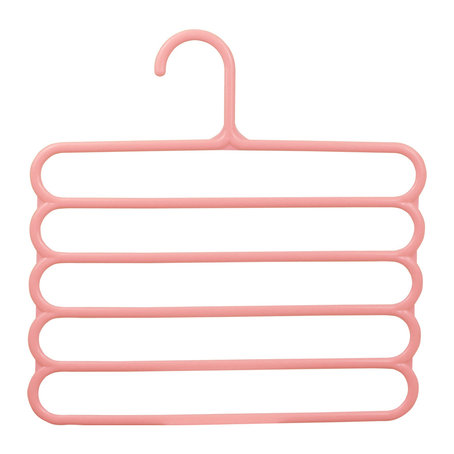 Mehrschichtige Kleiderbügel, Hosenhalter, Schrankaufbewahrungsorganisatoren, 5-lagige Hosen, Handtücher, Schals, Regale, Aufbewahrungsorganisation: Rosa