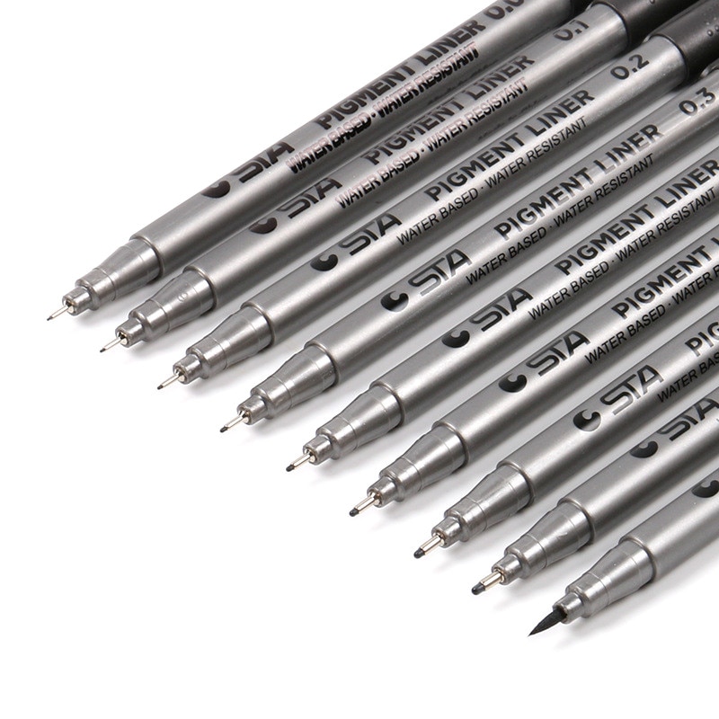 1 st ritning penna fineliner ultra fine line art markör svart bläck 005 01 02 03 05 08 mikron ritning penna kontorsskola