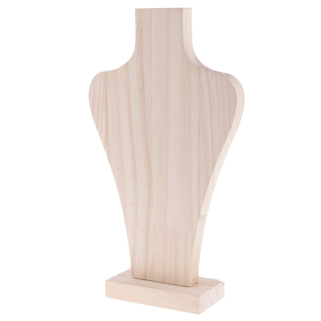 Unfinished Natural Wood Mannequin Bust for Earrings Necklace Jewelry Display Rack Stand Organizer Holder