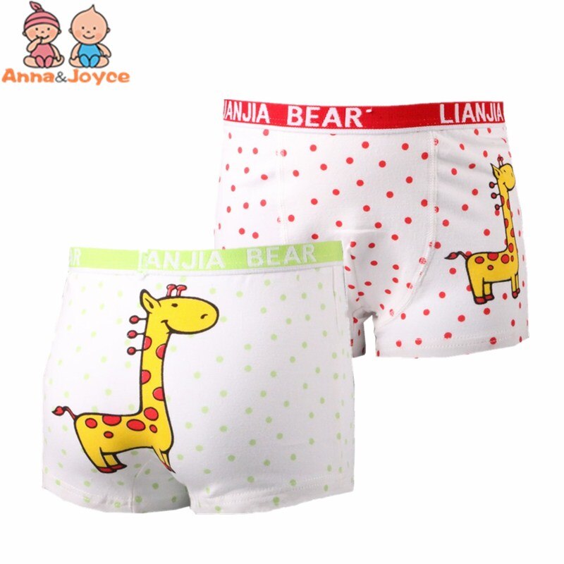 2 stk/parti drenge boxershorts børn undertøj til drenge bomulds boxer undertøj børn trusser giraf 2-10 år: Rød / 3t