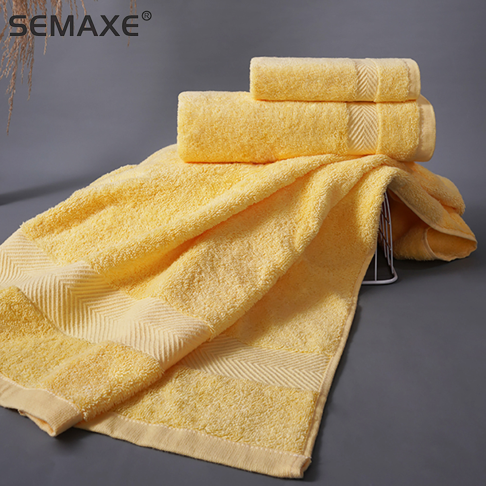 SEMAXE Soft Towels Set Cotton,Bath Towel, Hand Towel,Washcloth,Highly Absorbent, Hotel For Bathroom. yellow,Sell